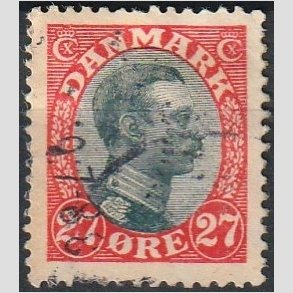 FRIMRKER DANMARK | 1918-20 - AFA 102 - Chr. X 27 re rd/sort - Stemplet