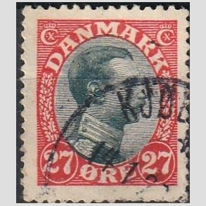 FRIMRKER DANMARK | 1918-20 - AFA 102 - Chr. X 27 re rd/sort - Stemplet