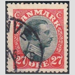 FRIMRKER DANMARK | 1918-20 - AFA 102 - Chr. X 27 re rd/sort - Stemplet