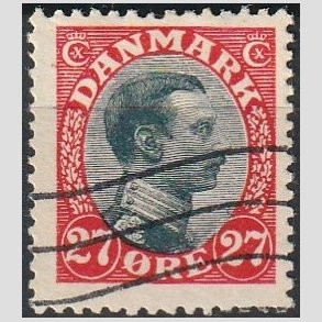 FRIMRKER DANMARK | 1918-20 - AFA 102 - Chr. X 27 re rd/sort - Stemplet