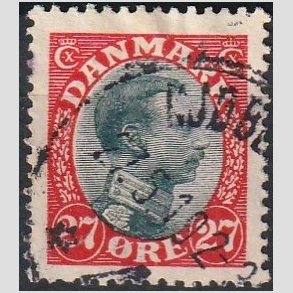 FRIMRKER DANMARK | 1918-20 - AFA 102 - Chr. X 27 re rd/sort - Stemplet