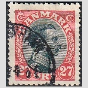 FRIMRKER DANMARK | 1918-20 - AFA 102 - Chr. X 27 re rd/sort - Stemplet