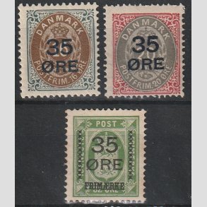 FRIMRKER DANMARK | 1912  - AFA 60,61,62 - 35 res Provisorier i komplet st - Postfrisk/Ubrugt