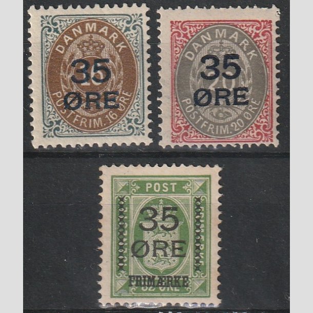 FRIMRKER DANMARK | 1912  - AFA 60,61,62 - 35 res Provisorier i komplet st - Postfrisk/Ubrugt