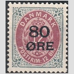 FRIMRKER DANMARK | 1915 - AFA 82 - 80/12 re gr/rdlilla provisorier - Ubrugt