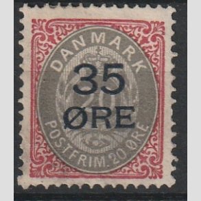 FRIMRKER DANMARK | 1912 - AFA 61 - 35/20 res Provisorier karmin/gr - Ubrugt
