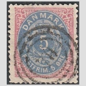 FRIM�RKER DANMARK | 1875 - AFA 24 - 5 �re r�d/bl� - Stemplet