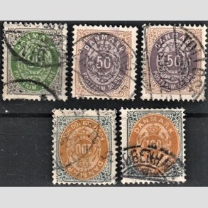 FRIM�RKER DANMARK | 1895-1902 - AFA 29B,30B,30C,31B,31C - 25 �re til 100 �re - Stemplet