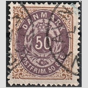 FRIM�RKER DANMARK | 1875 - AFA 30 - 50 �re brun/lilla - Stemplet