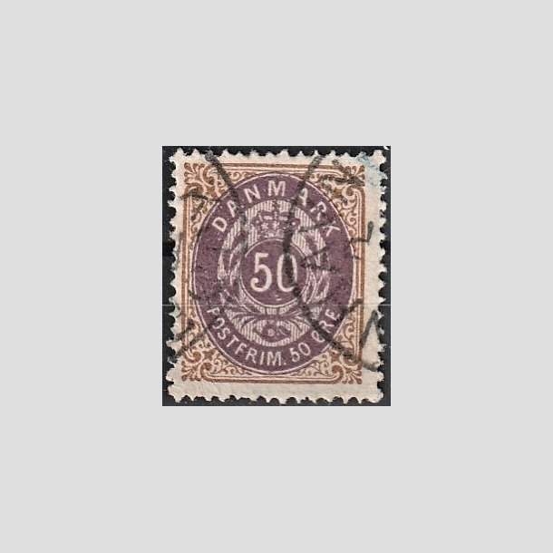 FRIMRKER DANMARK | 1875 - AFA 30 - 50 re brun/lilla - Stemplet