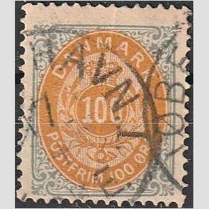 FRIM�RKER DANMARK | 1875 - AFA 31 - 100 �re gr�/gul - Stemplet