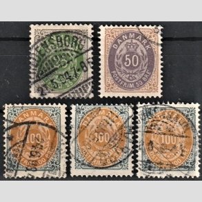 FRIM�RKER DANMARK | 1895-1902 - AFA 29B,30B,31B,31By,31C - 25 �re til 100 �re - Stemplet