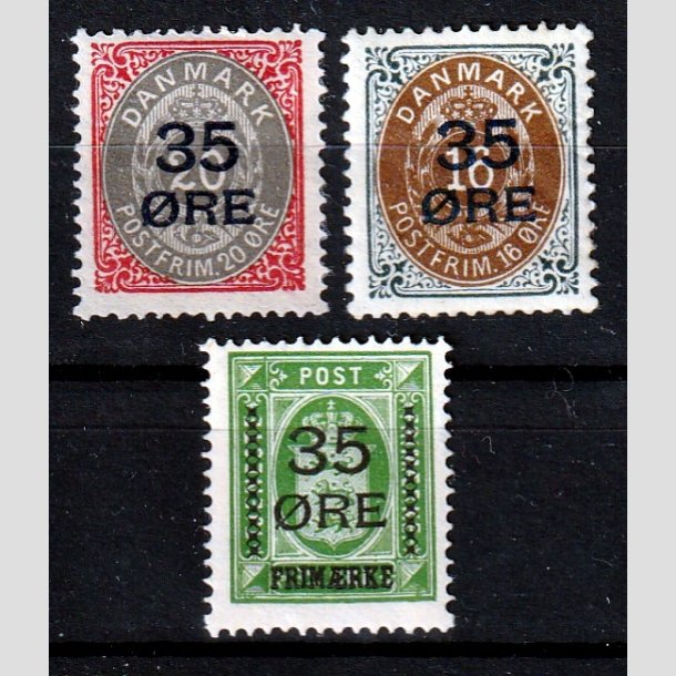 FRIMRKER DANMARK | 1912  - AFA 60,61,62 - 35 res Provisorier i komplet st - Ubrugt