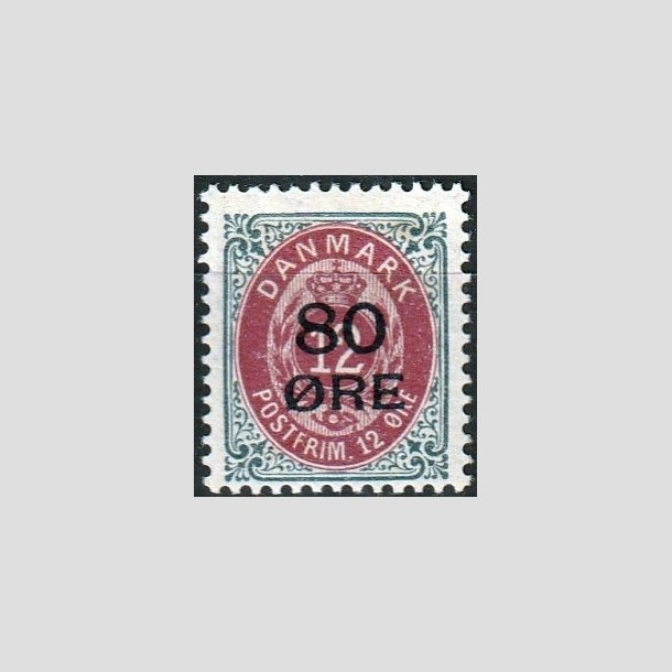 FRIMRKER DANMARK | 1915 - AFA 82 - 80 re/12 re gr/rdlilla 80 res Provisorier - Ubrugt