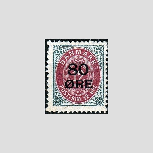 FRIMRKER DANMARK | 1915 - AFA 82 - 80 re/12 re gr/rdlilla 80 res Provisorier - Ubrugt