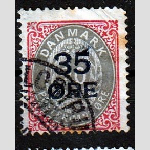 FRIMRKER DANMARK | 1912 - AFA 61 - 35/20 res Provisorier karmin/gr - Stemplet