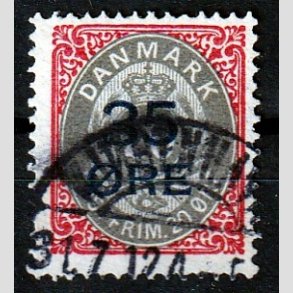 FRIMRKER DANMARK | 1912 - AFA 61 - 35/20 res Provisorier karmin/gr - Stemplet