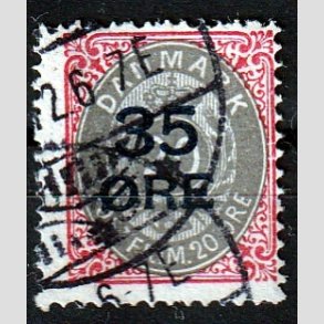 FRIMRKER DANMARK | 1912 - AFA 61 - 35/20 res Provisorier karmin/gr - Stemplet
