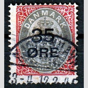 FRIMRKER DANMARK | 1912 - AFA 61 - 35/20 res Provisorier karmin/gr - Stemplet