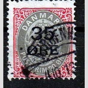 FRIMRKER DANMARK | 1912 - AFA 61 - 35/20 res Provisorier karmin/gr - Stemplet