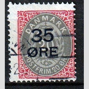FRIMRKER DANMARK | 1912 - AFA 61 - 35/20 res Provisorier karmin/gr - Stemplet