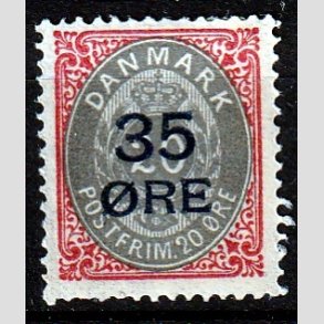 FRIMRKER DANMARK | 1912 - AFA 61 - 35/20 res Provisorier karmin/gr - Ubrugt