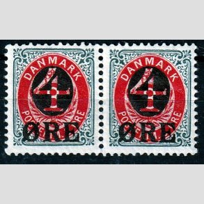 FRIMRKER DANMARK | 1904 - AFA 40 - 4/8 re gr/rd provisorier i par - Postfrisk