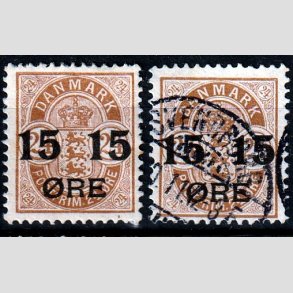 FRIMRKER DANMARK | 1904 - AFA 41 - 15/24 re brun provisorier 2 stk. - Ubrugt/Stemplet