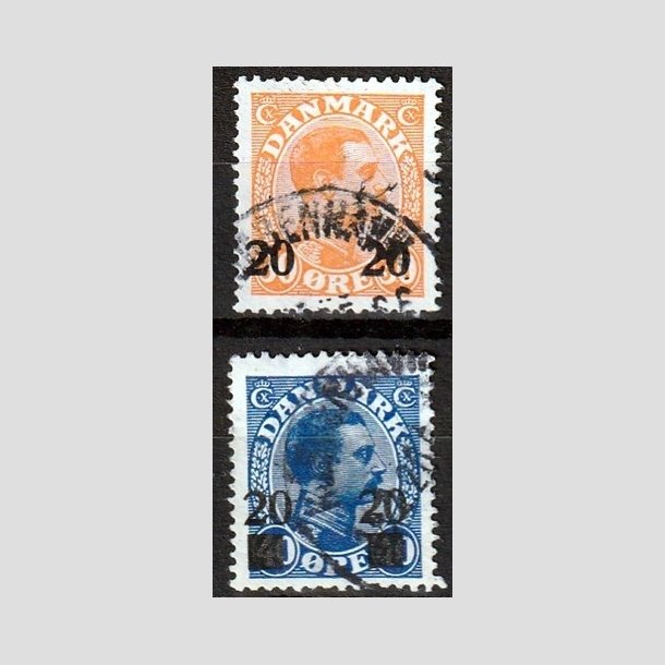 FRIMRKER DANMARK | 1926 - AFA 152,153 - 20 20/30 re orange og 20 20/40 re bl Chr. X provisorier - Stemplet