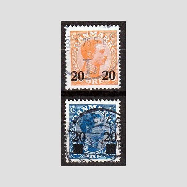 FRIMRKER DANMARK | 1926 - AFA 152,153 - 20 20/30 re orange og 20 20/40 re bl Chr. X provisorier - Stemplet