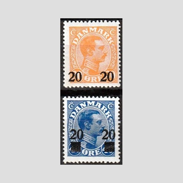 FRIMRKER DANMARK | 1926 - AFA 152,153 - 20 20/30 re orange og 20 20/40 re bl Chr. X provisorier - Postfrisk