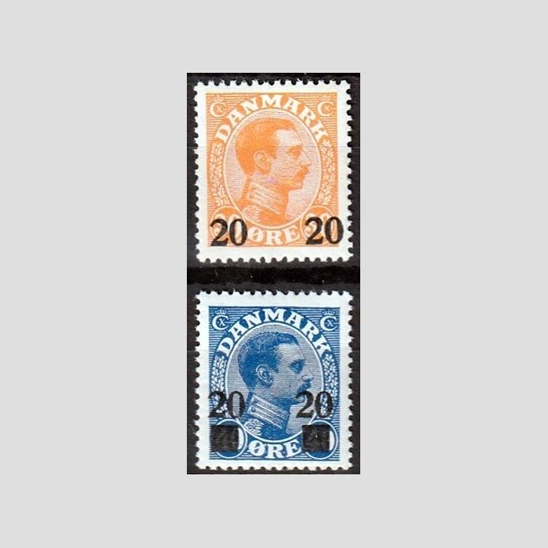 FRIMRKER DANMARK | 1926 - AFA 152,153 - 20 20/30 re orange og 20 20/40 re bl Chr. X provisorier - Postfrisk