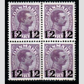 FRIMRKER DANMARK | 1926 - AFA 159 - 12 12/15 re violet Chr. X provisorier i Fire-blok - Postfrisk