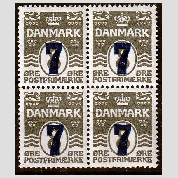 FRIMRKER DANMARK | 1926 - AFA 157 - 7/8 re gr provisorier i Fire-blok - Postfrisk