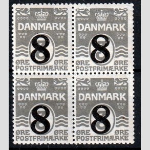 FRIMRKER DANMARK | 1921-22 - AFA 117 - 8/3 re gr provisorier i Fire-blok - Postfrisk