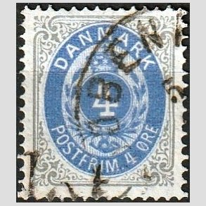 FRIM�RKER DANMARK | 1875 - AFA 23a - 4 �re gr�/ultramarin - Stemplet