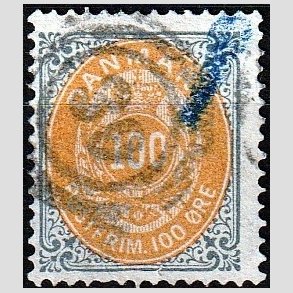 FRIM�RKER DANMARK | 1875 - AFA 31 - 100 �re gr�/gul - Stemplet