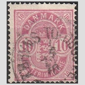 FRIM�RKER DANMARK | 1884-85 - AFA 35a - 10 �re analinrosa - Stemplet