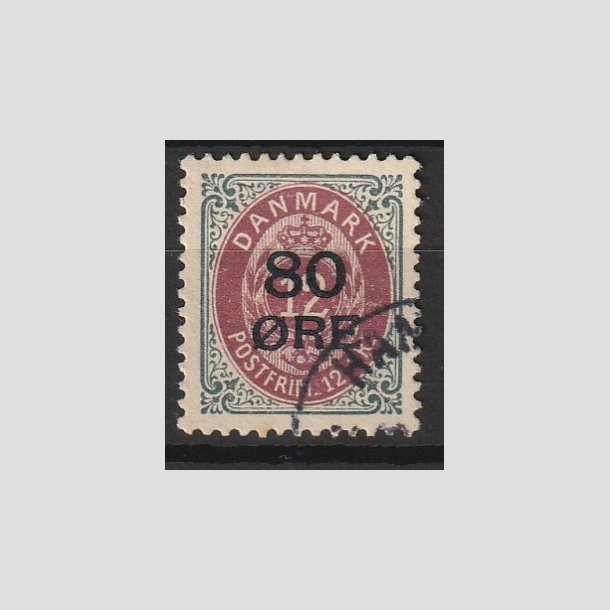 FRIMRKER DANMARK | 1915 - AFA 82 - 80 re/12 re gr/rdlilla 80 res Provisorier - Stemplet