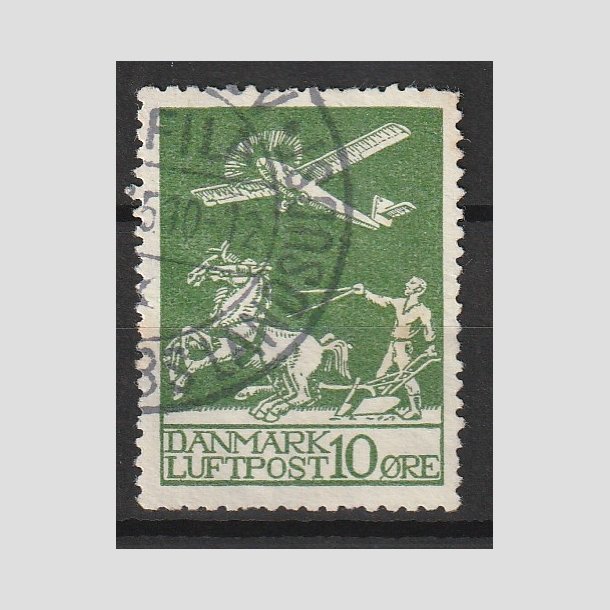 FRIMRKER DANMARK | 1925 - AFA 144 - Gl. Luftpost 10 re grn - Stemplet