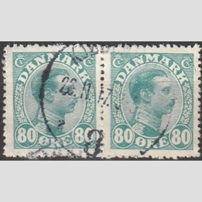 FRIMRKER DANMARK | 1915 - AFA 84 - Chr. X 80 re blgrn i par - Stemplet
