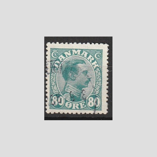 FRIMRKER DANMARK | 1915 - AFA 84 - Chr. X 80 re blgrn - Stemplet