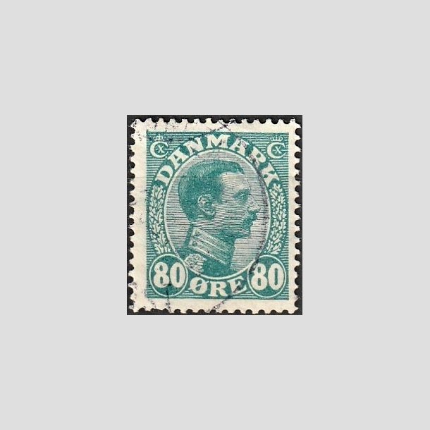 FRIMRKER DANMARK | 1915 - AFA 84 - Chr. X 80 re blgrn - Stemplet