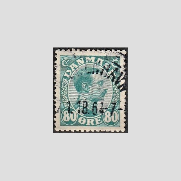 FRIMRKER DANMARK | 1915 - AFA 84 - Chr. X 80 re blgrn - Stemplet