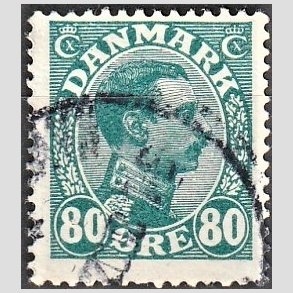 FRIMRKER DANMARK | 1915 - AFA 84 - Chr. X 80 re blgrn - Stemplet