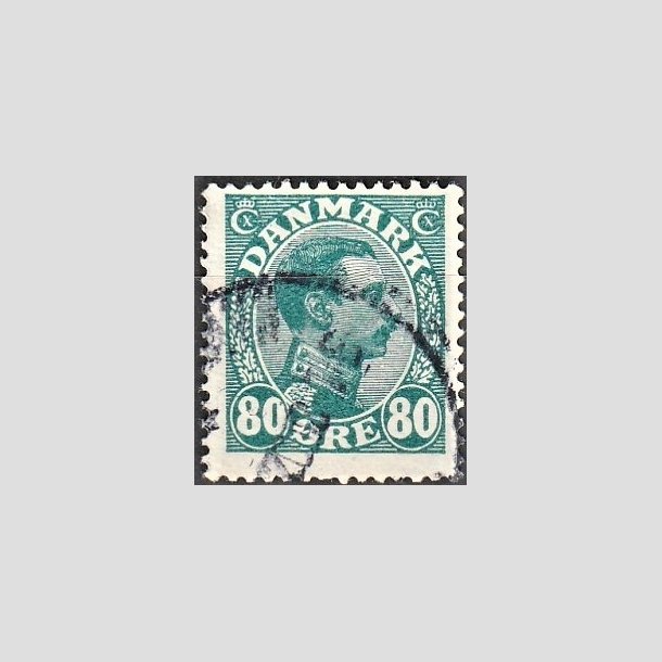 FRIMRKER DANMARK | 1915 - AFA 84 - Chr. X 80 re blgrn - Stemplet