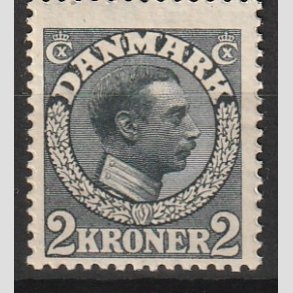 FRIMRKER DANMARK | 1913 - AFA 76 - Chr. X 2 Kroner skifergr - Ubrugt