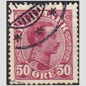FRIMRKER DANMARK | 1913 - AFA 74 - Chr. X 50 re vinrd - Stemplet