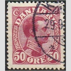 FRIMRKER DANMARK | 1913 - AFA 74 - Chr. X 50 re vinrd - Stemplet