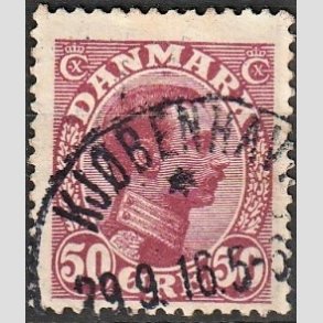 FRIMRKER DANMARK | 1913 - AFA 74 - Chr. X 50 re vinrd - Lux Stemplet 